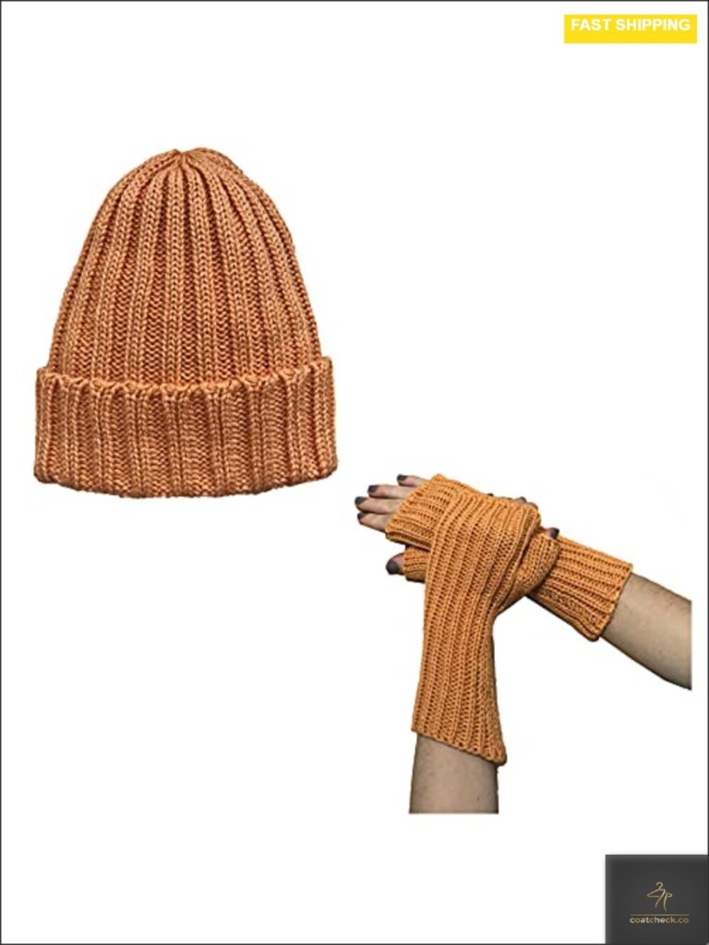 Alpaca Wool Knit Beanie Hat Skull Cap + Mittens Gloves Unisex